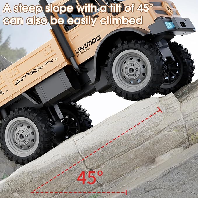 RC Military Truck 1:16 Scale Remote Control Car with Camera All Terrain RC Rock Crawler Off-Road RC Truck 2.4GHz Army Transport Vehicle with 2 Rechargeable Batteries for Adults Beige
