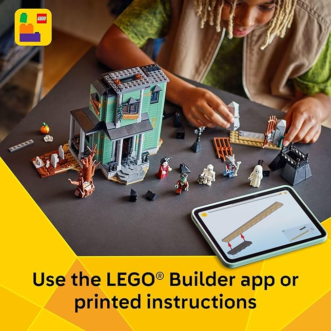 LEGO Creator 3 in 1 Haunted Mansion Building Toy for Kids - Halloween Building Blocks &amp Learning Toy for Girls &amp Boys Ages 9+ - Build a Haunted House Train or Ship - Gift for Birthdays - 31