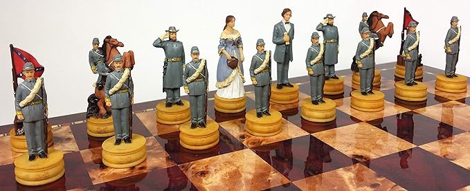 HPL US American Civil War Queens Set of Chess Men Pieces Hand Painted - NO Board