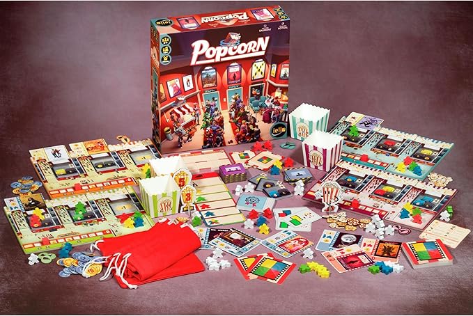 IELLO: Popcorn Strategy Board Game Manage a Movie Theater Attract Cinema Guests Competitive 60 Minute Play Time 2 to 4 Players for Ages 10+