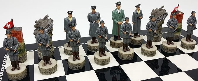 World War 2 WW2 Set of Chess Men Pieces Hand Painted - NO Board
