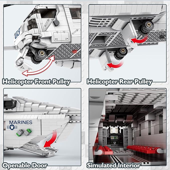 JMBricklayer CH-53 Helicopter Building Set 60008 Military Transport Helicopter Toy Aircraft Model Kit Ideal Airplane Toy Gifts for Adults and Military Fans