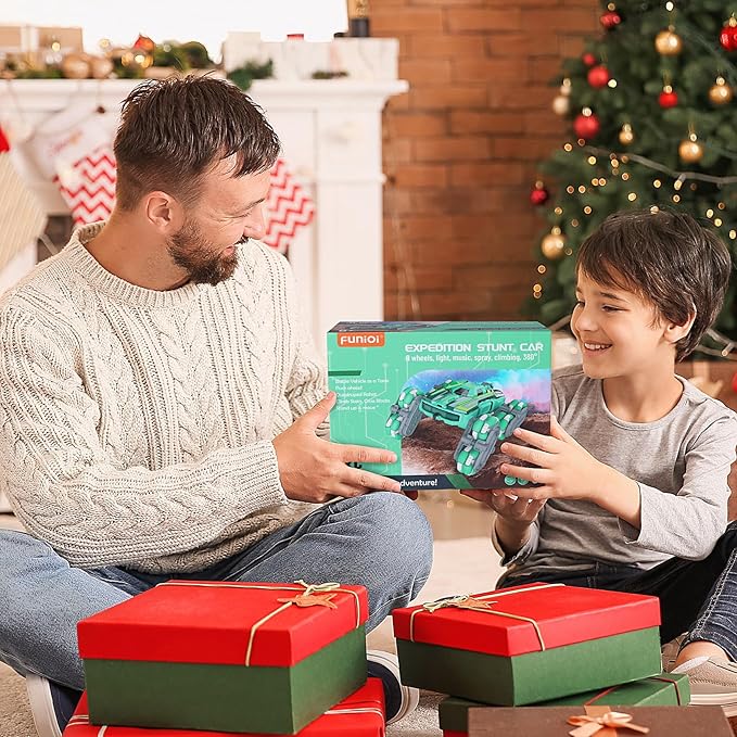 Cool 8WD RC Stunt Car for Kids Ages 6 7 8-12 13 14 Year Old - Remote &amp Gesture Hand-Controlled Toy with Lights &amp Music Rotating Drift Car for Boys 2.4Ghz