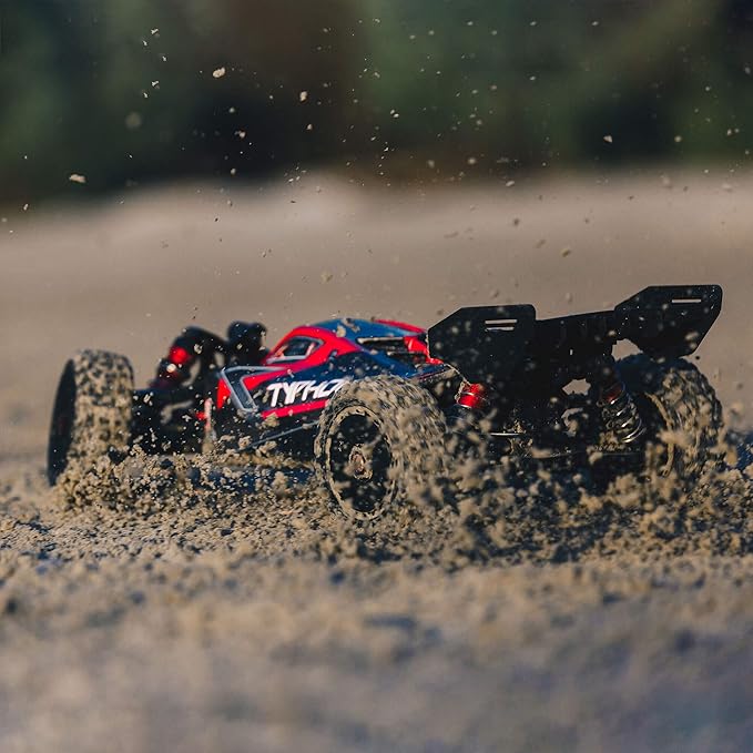 ARRMA RC Car 1/8 Typhon 6S V5 4WD BLX Buggy with Spektrum Firma RTR (Ready-to-Run) Black and Red ARA8606V5