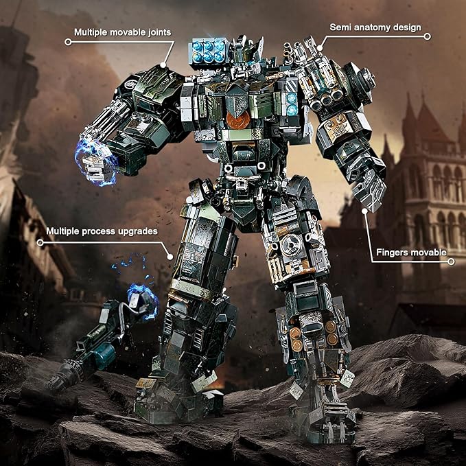 HIGH GODO Mech Building Blocks Set for Adults Motorized Robot Model Building Kit with Multiple Weapons Battle Damage Style Warrior Collectible Gifts for Man Ages 14+ (1403 Pieces)