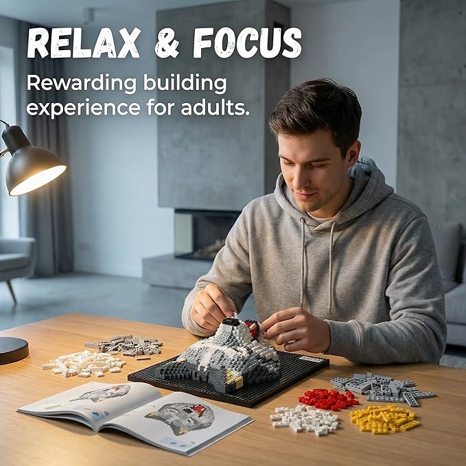 Wolf 3D Wall Art Micro Mini Building Blocks Set for Adults Animal Display Model for Wall or Tabletop Decor 2214 Pieces Micro Bricks with Instructions Creative Gift for Teens &amp Adult