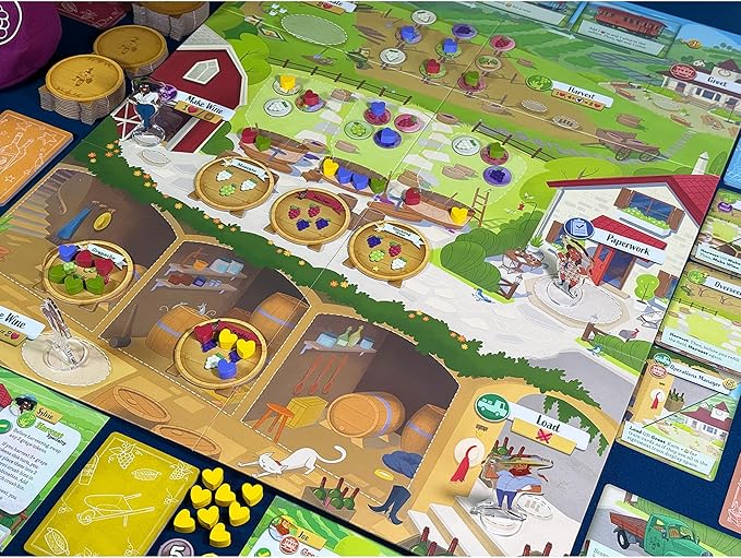 Pencil First Games: Vineyard - A Wine-Making Board Game Worker Placement Push Your Luck Upgrade-As-You-Play Card Management Ages 13+ 1-4 Players