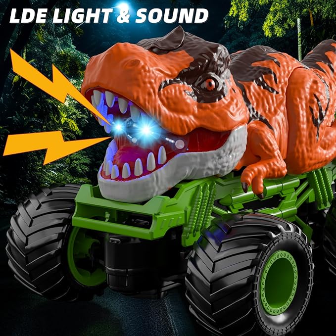 Bennol Remote Control Dinosaur Car for Boys Kids 2.4Ghz RC Dinosaur Truck Toys for Toddlers Electric Hobby RC Car Toys with Light &amp Sound Spray Birthday Gift for 3 4 5 6 7 8 Year olds Kids Boys