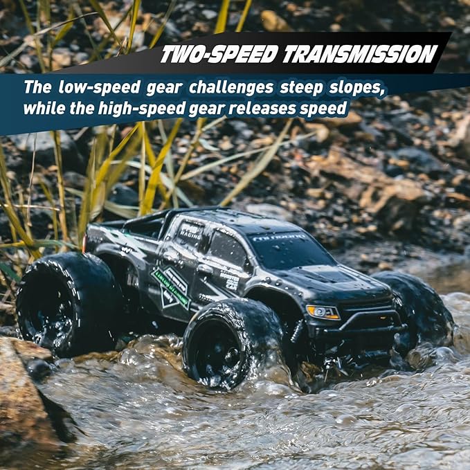 FMS FMT24 1/24 Chevrolet Colorado Brushed RC Truck RTR Basher RC Cars 4X4 Off-Road Hobby Grade Waterproof 2-Speed Switch RC Crawler with 370 Motor for Adults (Black)