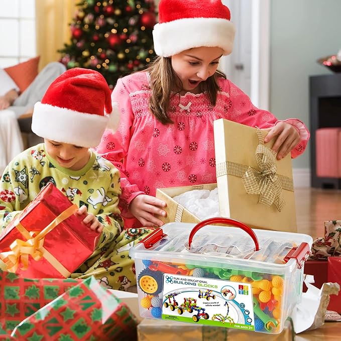 170 Pcs Building Toys for Kids Ages 4-8 with Toy Box Storage Idea Guide Building Blocks STEM Toys for 3 4 5 6 7 8 9 Year Old Creative Kids Activity Christmas Birthday Gifts for Boys Girls