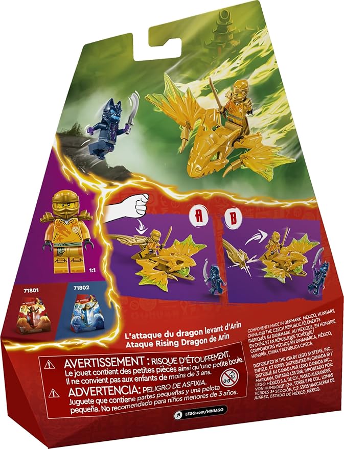 LEGO NINJAGO Arin’s Rising Dragon Strike Toy Ninja Action Figure Playset with Arin Minifigure Building Ninja Battle Toy Set for Kids Gift Idea for Boys and Girls Aged 6 Years Old and Up 71803