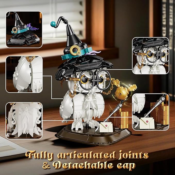Owl Animal Building Set for Kids Collectible Magic Bird Model Toys Compatible with Lego Animal for Adults Creative Home Decor and Office Art Gifts Toys for Boys and Girls Aged 8+