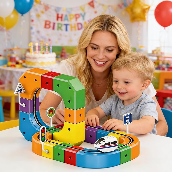 Electric Train Set 3D Magic Flexible Race Tracks for Kids Ages 3 4 5 6 7 8 51PCS Anti Gravity Race Track with Car STEM Educational Building Toy Boys Girls Birthday Christmas