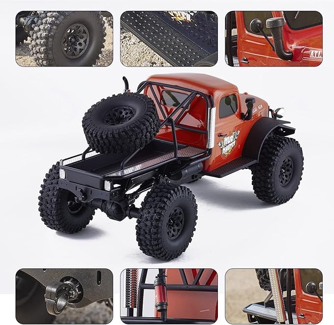 BEEZRC RocHobby 1/10 Scale Atlas 4WD 2.4GHz RC Crawler RC Rock Truck Off Road Hobby Grade Remote Control Car for Adults with Transmitter Need to Complete with Battery (Orange)