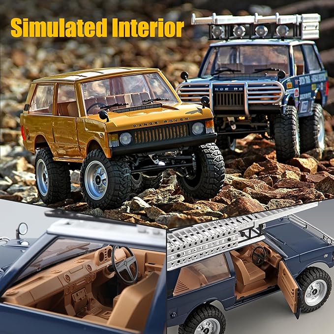 MN-168 1/12 RC Crawler Ranger Rover 1970 RC Truck 4x4 Off Road Car 2.4GHz RC Rock Climber Vehicles with 7.4V 1200mAh Battery RTR for Adults (Blue)