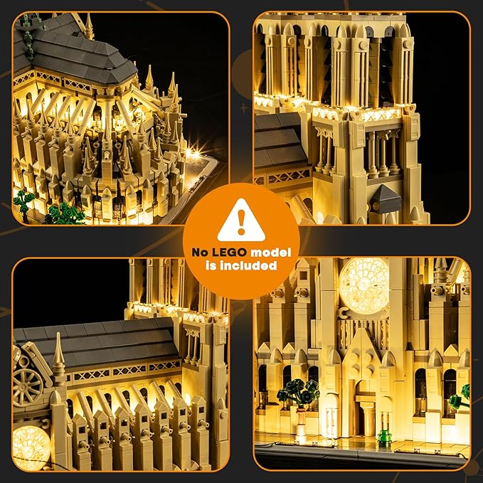LIGHTAILING Light for Lego-21061 Notre-Dame de Paris - Led Lighting Kit Compatible with Lego Building Blocks Model:Remote-Control Version - NOT Included The Model Set