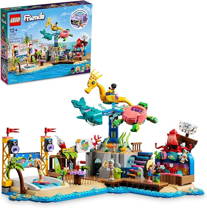 LEGO Friends Beach Amusement Park 41737 Building Toy Set A Technical Project for Older Kids Ages 12+ with Spinning Carousel Wave Machine and Shooting Gallery Game