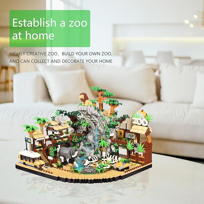 Zoo Micro Building Blocks Set 4800PCS for Adults or Teens Ages of 14+ Animals Park DIY Modle Kit in Living Room or Office Decorative Items Collection Model for Lovers