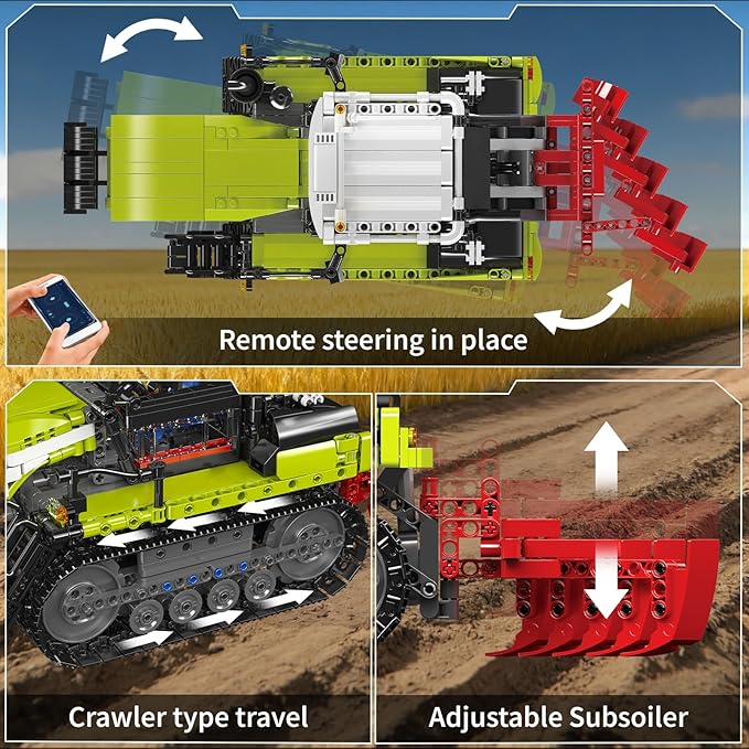 Mould King 17093 Crawler Tractor Technique Building Set App-Controlled/RC Farm Truck Construction Vehicle Toys DIY Engineering STEM Model Kit Gifts Idea for Age 14+/Adult-1357 Piece
