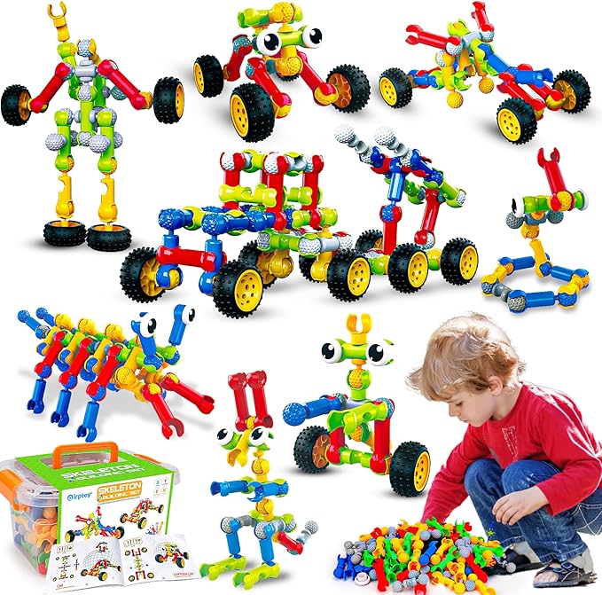 Kids STEM Building Toys for 3 4 5 6 7 8+ Year Old Boy Girl Birthday Gift 186 Pcs Preschool Classroom Learning Activities Fine Motor Skills Building Blocks Ages 4-8 6-8 8-12 Engineering Creative Game