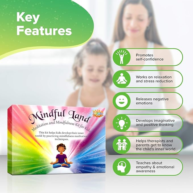 Mindful Land Mindfulness Cards - Positive Affirmations for Kids' Stress Reduction - Meditation Cards Calming Therapy Tool - Daily Mindfulness for Kids' Development