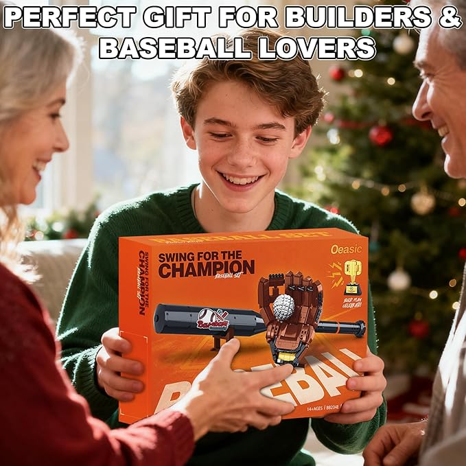 Baseball Building Kit for Adults 1021 PCS – Sports Display Model with Bat Glove Ball &amp Trophy Creative Building Toy for Men Teens &amp Fans Unique Gift Idea &amp Home Office Display Décor
