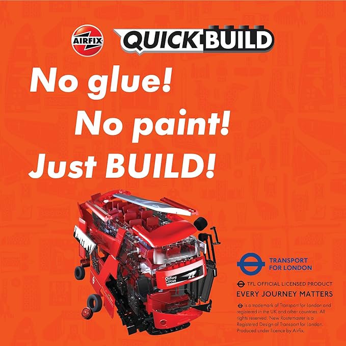 Airfix J6050 Quickbuild Plastic Model Bus Kits - Transport for London New Routemaster - Easy Assembly Snap Together Model Kit Classic Bus for Adults &amp Kids to Build Model Bus Building Toys Set