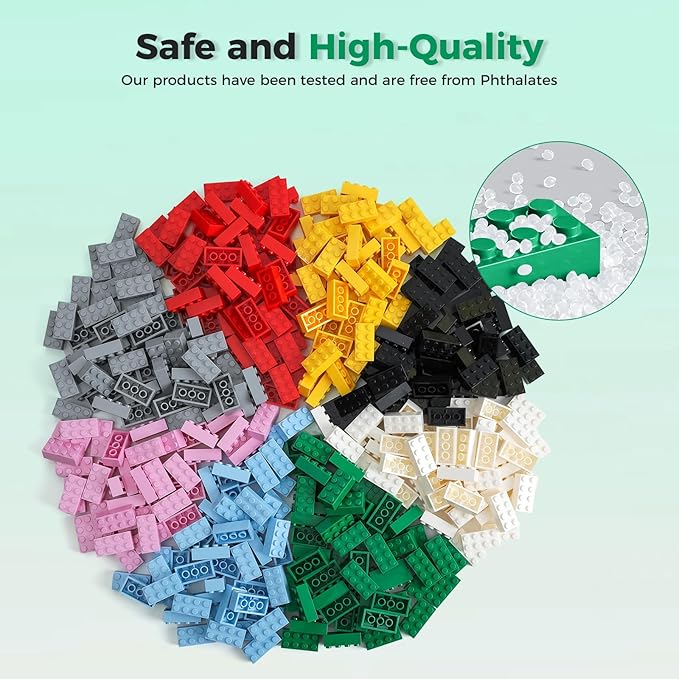 2x4 Bricks 500 Piece Classic Building Bricks and 1 Gray Baseplate 2x4 Bricks Bulk Creative Building Toys Blocks Bulk for Kids Ages 6+ 8 Colors