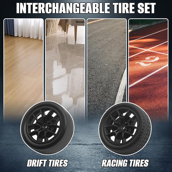 RC Drift Car 1:24 4WD Remote Control Cars Vehicle with LED Light2.4GHz 20KM/H High Speed RC Cars with Two Batteries &amp Drifting Tires Racing Sport Toy for Adults Boys Girls Kids Black