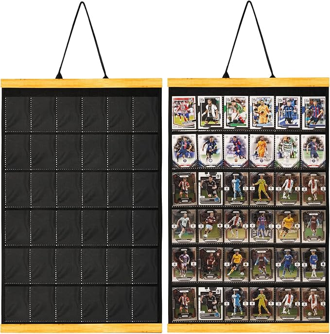 36 Cards Display Case - 35PT Graded Sports Card Frame - with PVC Protection &amp Clear View for Baseball Football Basketball Trading Card Wall Display Natural