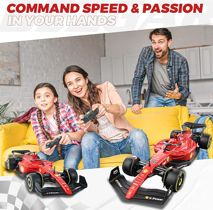 BEZGAR 1:18 Ferrari F1 75 Remote Control Car - 2.4GHz RC Race Car with Authentic Livery DIY Body Stickers - Officially Licensed F1 for Kids &amp Enthusiasts - Ferrari RC