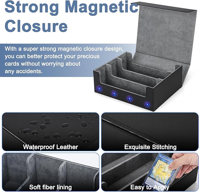 Card Deck Case for Trading Cards 1800+ MTG Card Storage Box Leather Magnetic Closure Storage Box for Magic Commander MTG YuGiOh PKM and Sports Cards