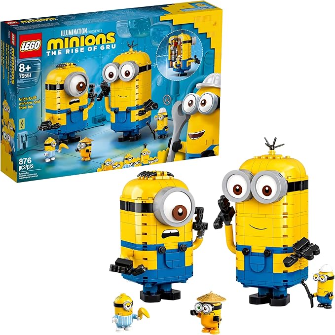 LEGO Minions: Brick-Built Minions and Their Lair (75551) Building Kit for Kids Great Birthday Present for Kids Who Love Minion Toys and Kevin Bob and Stuart Minion Characters New 2020 (876 Pieces)