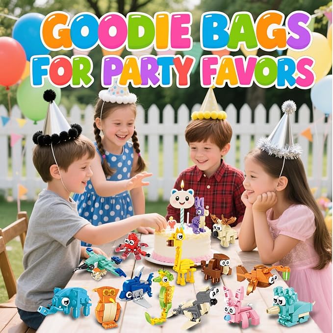 30 Pack Mini Animal Building Blocks Party Favors for Kids with 90 ModelsClassroom PrizesBirthday GiftsEasterChristmasValentine's Day Toys for Boys Girls Ages 6+
