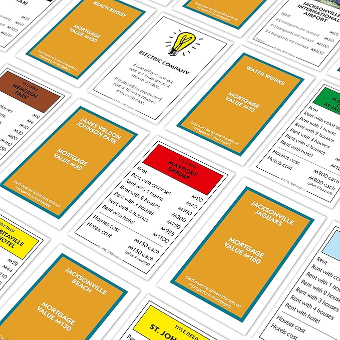 Monopoly Board Game – Jacksonville FL Edition: 2-6 Players Family Board Games for Kids and Adults Board Games for Kids 8 and Up Ideal for Game Night