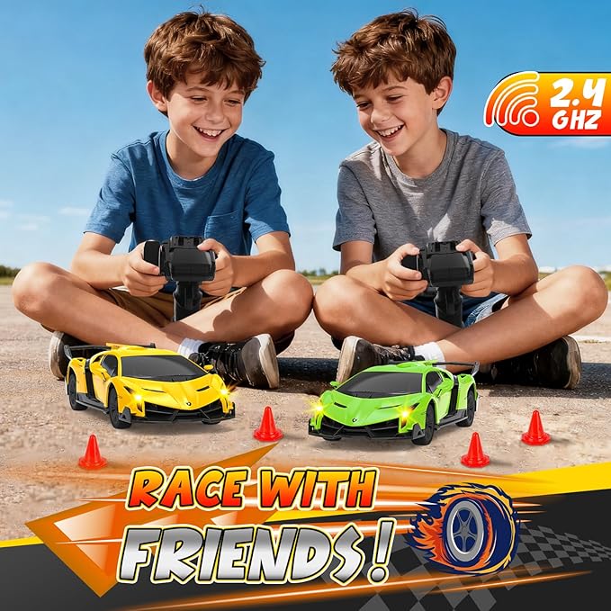 1:24 Lamborghini RC Cars - Dift Cars Licensed Lambo Remote Control Car with Dift Tyles &amp Road Blocks 2.4GHz Fast Speed Toy Car Christmas Toys GIFS for Kids Age 5+ Years Old (Yellow)