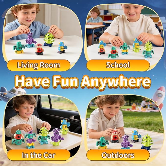 Magnetic Robot Building Toys for Kids 3-8 STEM Magnetic Monster Set DIY Stacking Robots with Storage Box Ideal Birthday for Boys Girls Age 3 4 5 6 7 8