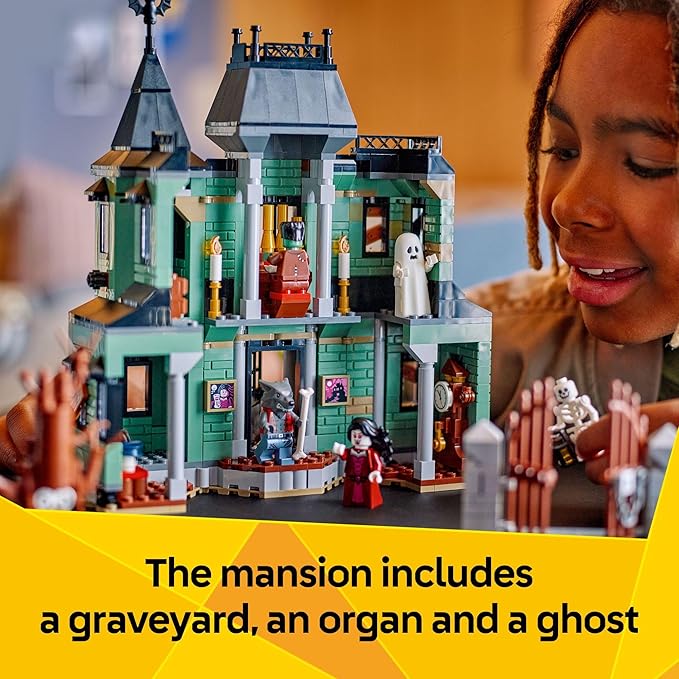 LEGO Creator 3 in 1 Haunted Mansion Building Toy for Kids - Halloween Building Blocks &amp Learning Toy for Girls &amp Boys Ages 9+ - Build a Haunted House Train or Ship - Gift for Birthdays - 31
