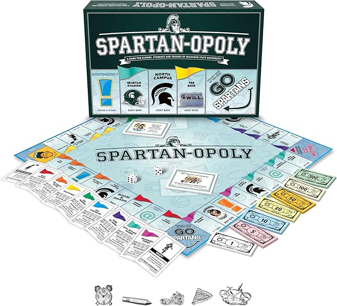 Late for the Sky Spartanopoly Board Game – Michigan State University Edition 2-6 Players Family Strategy Campus Theme Collectible
