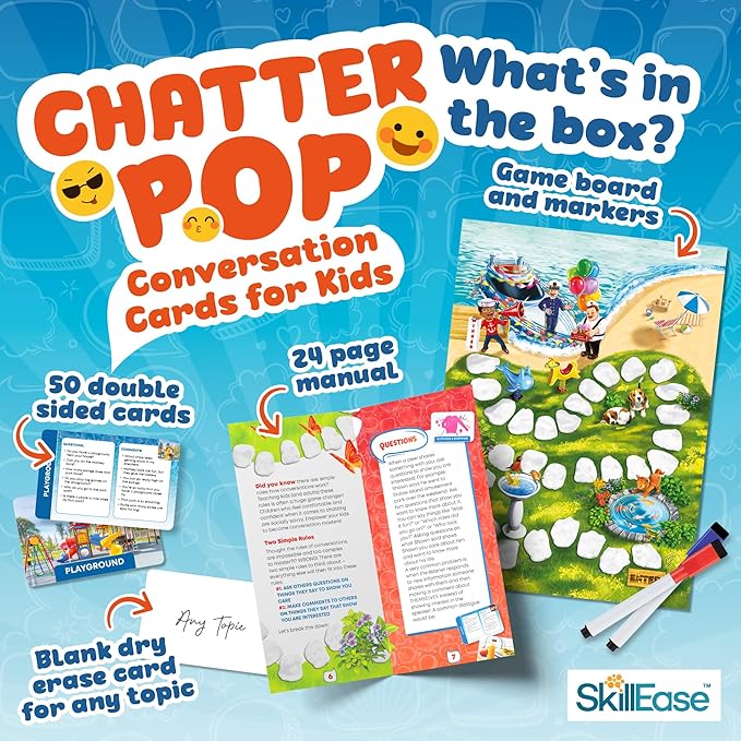 Chatter Pop Social Skills Game to Think About Others Speech Therapy Materials Therapy Games Educational Social Emotional Learning Activities Conversation Starter Cards