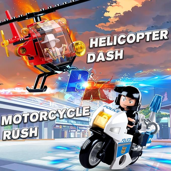 City Police Chase Building Set SWAT Mobile Command Police Truck Building Toy with Helicopter &amp Police Motorcycle Compatible with Lego City Police Station Gift for Boys Girls Aged 6+ 540 PCS