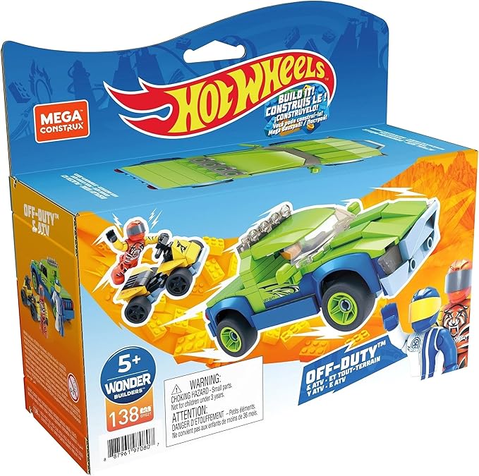 Hot Wheels Mega Construx Off-Duty and ATV Construction Set Building Toys for Kids 5 Years and Up