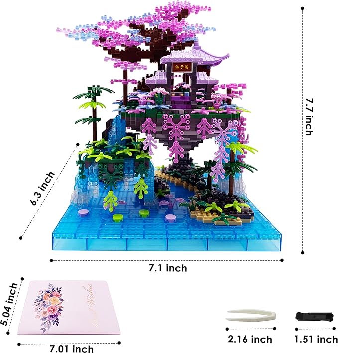 Micro Building Blocks SetsChinese Moon Palace Architecture and Cherry Blossom Bonsai Tree Building Toys for AdultsJapanese Sakura House ModelCreative Mini Bricks Gift for Kids 14+2588 PCS