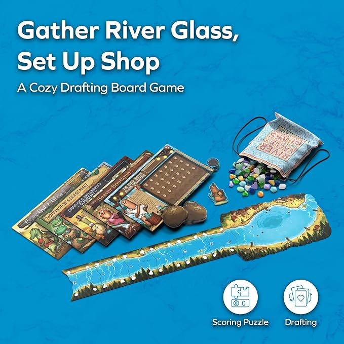 ALLPLAY - River Valley Glassworks Deluxe Edition Board Game for Families and Adults - Cozy Yet Clever Drafting Game - Colorful Tactile Pieces - Scoring Puzzle - 1 to 5 Players - 20 Minutes
