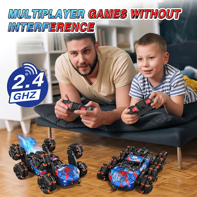 Sunrad 8WD Gesture Sensing RC Stunt Car with Spray &amp Light &amp Music for Kids Age 6-8-13 Spider Hand Remote Control Car 2.4Ghz Double-Sided Climbing Drift RC Car Toys Birthday Gift for Boys