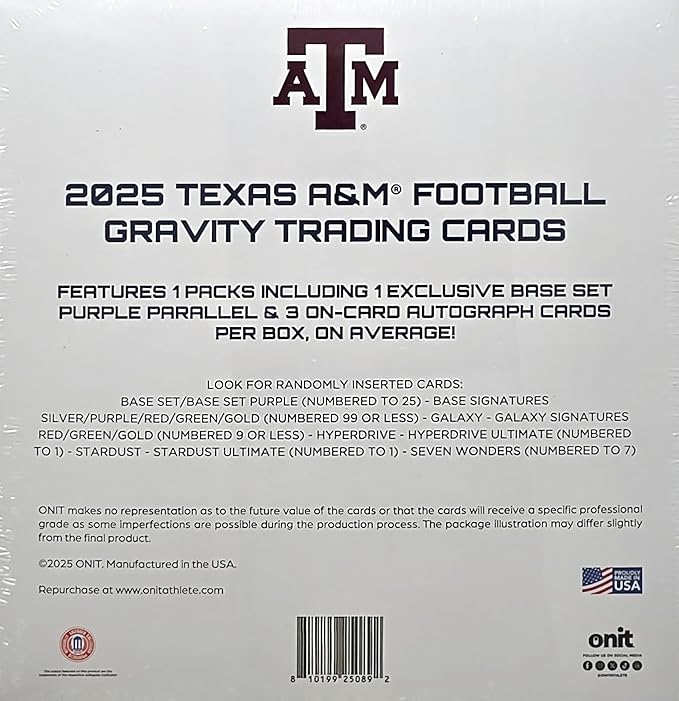 2025 Onit Gravity College Football Card Breaker Edition Box (Texas A&ampM Aggies)