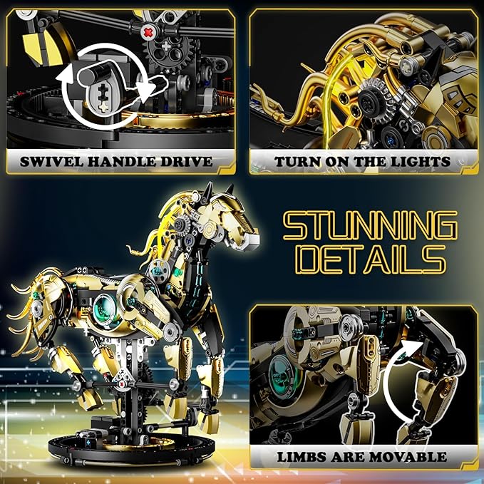 Mechanical Horse Building Sets Compatible with Lego Animals Animal Collection Toy Home or Office Decor for Adults STEM Building Gift for Teens Boys and Girls 8-14 (1055PCS)
