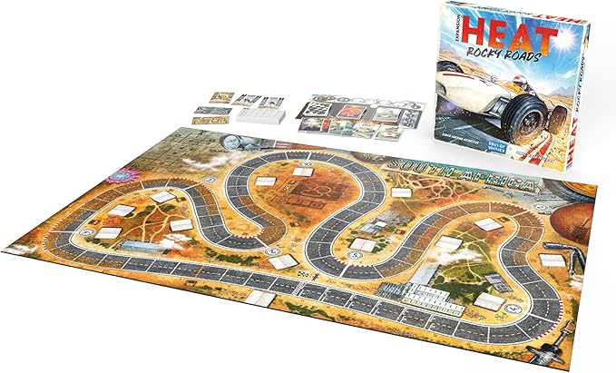 Asmodee Heat: Rocky Roads Board Game Expansion - 2 New Tracks 1966 Championship Season Sliding Skirts Mechanic &amp New Cards Strategy Game for Kids &amp Adults Ages 10+ 1-7 Players 60 Min Pla