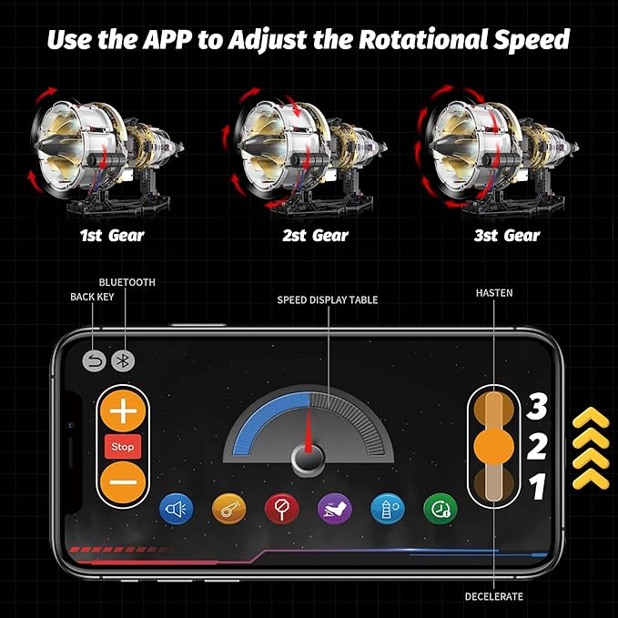 Jet Engine Model Kit that Runs App Controlled Building Blocks Sets with Motor Visible Aircraft Engine Building Kit for Adults &amp Kids 14+ Year Old (564 PCS)