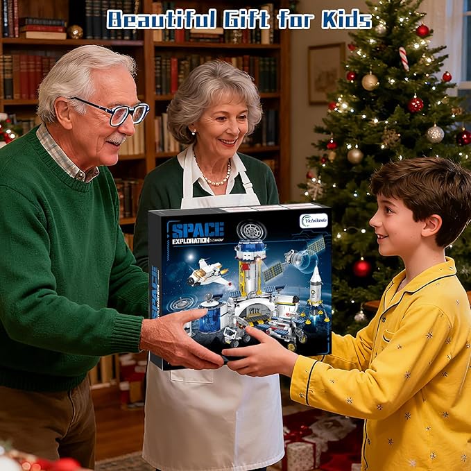 Space Station and Astronaut Research Base Building Set Toy Space Building Kit Creative Role Play for Kids Explore Moon Space Adventure Toy for Kids Boys 8 9 10 11 12 13 14 Total 7 Models